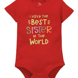 Zeezeezoo Raksha Bandhan Theme Half Sleeves I Have The Best Sister Printed Onesie -  Red-image-13