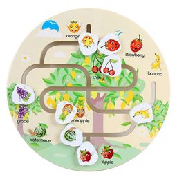 Sanjary Round Wooden Fruit Matching Maze Puzzle (Color May Vary)-25