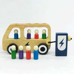 Playbox Wooden Double decker Bus for Kids | 7 Wooden Passangers and 1 Driver with Artificial Wooden Electric Charger-21