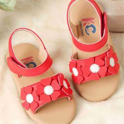 Kicks & Crawl Floral Applique Detailed Sandals - Red-image-71