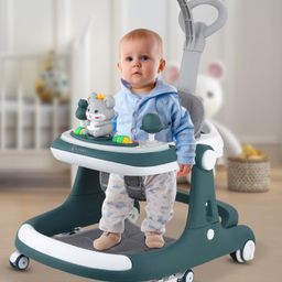Bunnie Baby Sumo H Walker 3-in-1 Robust Baby Walker with Anti-Fall Tech & Parent Control Height Adjustment (0-2 Year Kid) ISI Safety Compliance - Dark Green-19
