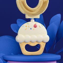 Soft Silicone Cupcake Shaped BPA-Free Baby Teether -Yellow-image-56