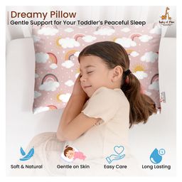 Baby of Mine Premium Baby Infant Pillow for Kids Age 1 Year To 5 Years - Imported Super Soft Fabric - Pink Rainbow Cloud Print-9