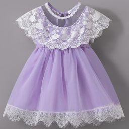 Mark & Mia Sleeveless Mesh Frock with Floral Corsage - Purple-image-42