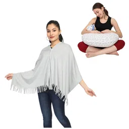 nene MultiPurpose Knitted Breastfeeding Shawl & Pillow Combo - Grey-picture-37
