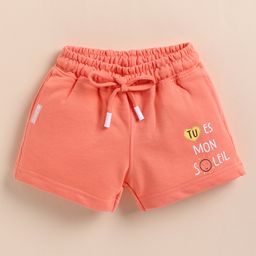 Biskid Cotton Tu Es Mon Soleil Text Printed Shorts - Peach-image-51