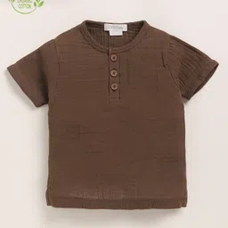Cot & Candy Organic Cotton Muslin Knit Half Sleeves Solid Tee - Cocoa Whisper-picture-25