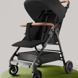 StarAndDaisy Baby Stroller for 0-3 years Newborn & Toddler Travel Pram for Baby with foldable 360° Swivel Lockable Front Wheels, Black-picture-8