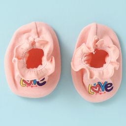 Ben Benny Interlock Knit Cap Mittens & Booties Set with Text Print Pink - Diameter 10.5 cm image 2