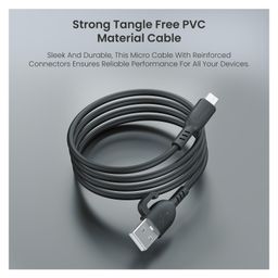 Portronics POR-2885 Konnect Core 3 USB-A to Micro Fast Charging Cable for Smartphones, Speakers, Laptops & Other Micro USB Devices,Inbuilt Cable Management Hook,3.0A Max Output,Fast Data Sync(Black) image 5