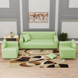 Myntra Elegant Homes Green & White 5-Seater Geometric Printed Sofa Cover With Arms-picture-14
