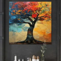 999Store Multicolor Canvas The Tree Of Seasons Painting-image-3