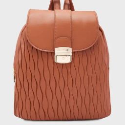 Caprese Shelbee Tan Faux Leather Medium Backpack-image-48
