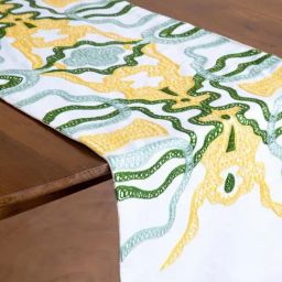 freedom tree Kovil Herringbone Cotton Mellow Yellow Print & Pattern Table Runners image 3