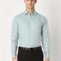 Van Heusen Green Cotton Regular Fit Checks Shirt-image-99
