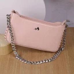 Metro Pink Solid Medium Shoulder Handbag-picture-32