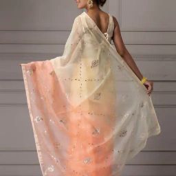 Geroo Jaipur Shaded Handcrafted Gota Jaal Pure Kota Silk Saree image 3