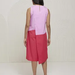Artagai Rose & Magenta Elevated Basics Color Block Dress with Asymmetrical Front image 4
