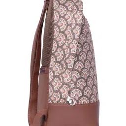 ZOUK Dome Daypack Brown Printed Mini Backpack image 4