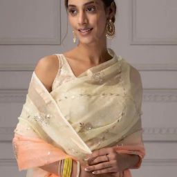 Geroo Jaipur Shaded Handcrafted Gota Jaal Pure Kota Silk Saree image 4