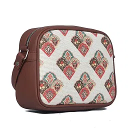 ZOUK White Printed Small Cross Body Bag image 3
