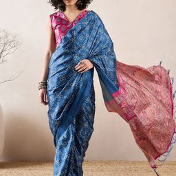 Anouk Rustic Bandhani Silk Blend Ready to Wear Bandhani Saree-picture-51
