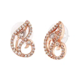 Estele Rose Gold-Plated CZ Opulent Peacock Design Stud Earrings image 4
