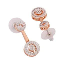 Estele Rose Gold-Plated CZ Sparkling Circular Design Drop Earrings image 4