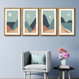 999store Brown & Grey Mountain And Moon Wall Painting-2