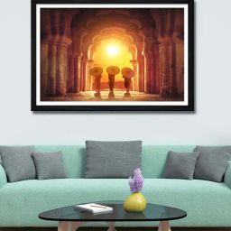 999store Brown & Yellow Monks With Umbrella Canvas Painting-image-23