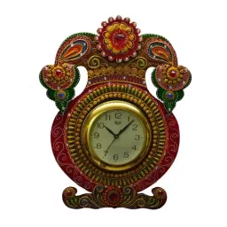 eCraftIndia Kundan Studded Wall Clock with Kalash Design-image-38