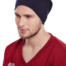 Vimal Jonney Navy Solid Beanie-image-4