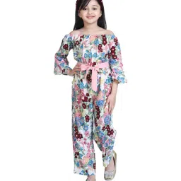 StyleStone Kids Multicolor Printed Jumpsuit with Belt-image-45