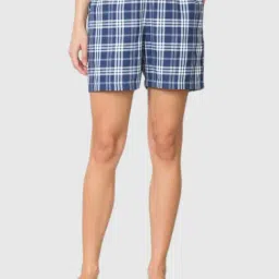 Van Heusen Blue Checks Shorts-image-66