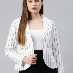 Cottinfab White Striped Blazer-image-69
