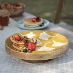 Ellementry 'Aria' Yellow & White Mango Wood Cake Stand - Set of 1-image-96