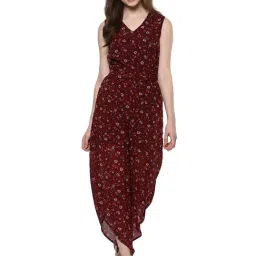 StyleStone Maroon Floral Print Jumpsuit-image-50