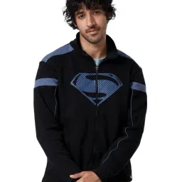 The Souled Store Black Regular Fit High Neck Superman Print Jacket-picture-29