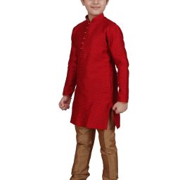 Pro-Ethic Style Developer Kids Red & Brown Printed Full Sleeves Kurta with Pyjamas image 4