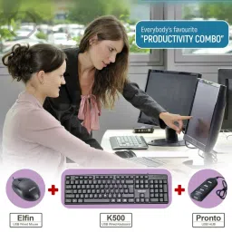 Zebion K500 Keyboard and Elfin Mouse Combo Set with Pronto 101 USB HUB (Black) image 4