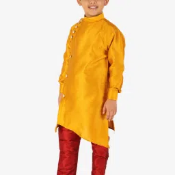 Pro-Ethic Style Developer Kids Yellow & Red Solid Full Sleeves Kurta with Pyjamas image 4