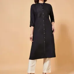 Marigold Lane Black Woven Pattern Straight Kurta-picture-27
