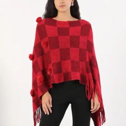 SHOWOFF Red Acrylic Self Poncho-19