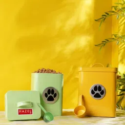 HAZEL Yellow & Green Galvanized metal Storage Container with Lid - Set of 2 image 1
