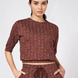 Ajile By Pantaloons Brown Cotton Loose Fit Print Tops And Tees-image-75