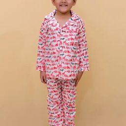 Biglilpeople Unisex White & Red Printed Full Sleeves Shirt with Pants-image-70