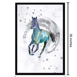 999Store White Canvas Running Horse With Background Geometrical Art Canvas Painting image 4