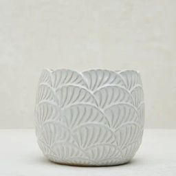 Westside Home White Scallop Textured Ceramic Planter-image-46