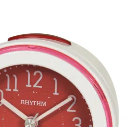 RHYTHM Red & White Plastic Round Beep Alarm Sound with LED Flash Light Table Clock image 4