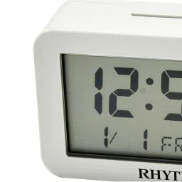 RHYTHM White Plastic Rectangular LED Light Beep Alarm Digital Table Clock image 4